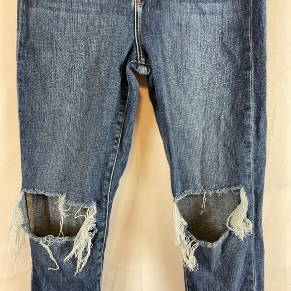 L'Agence Jeans 28 Blue Distressed Destroyed Raw Hem Straight Leg - Picture 3 of 10